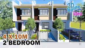 House Design Idea, 2 Storey Townhouse , Appartment type , 4 x 10 meters 2 bedroom