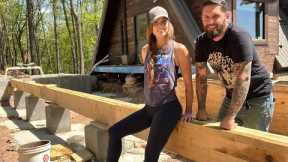 Installing The First Structural Beam | A-Frame Cabin Addition