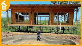 Log Cabin Build Crafting a 2-Storey Wooden House - Process of chiseling & assembling wooden houses
