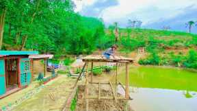 Finishing the Roof for the Wooden Hut. BUILDING A LOG CABIN (Wooden House) alone