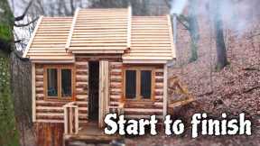 Alone construction house with your own hands in the forest. From start to finish