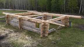 Placing the HUGE 62ft Logs - Building My Log Home Pt.14