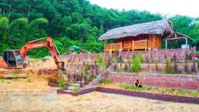 Rent an Excavator To Level The Land. Build a Mold For Growing Vegetables. Alone BUILD LOG CABIN