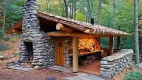 Man Builds House with STONES and LOGS in the Forest | by @bogdanintheforest4382