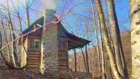 Building a Secret Log Cabin in the Woods With NO Power Tools!