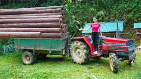 Wood Transport & Forest Cabin Build | DIY Wooden House in the Wilderness 2025