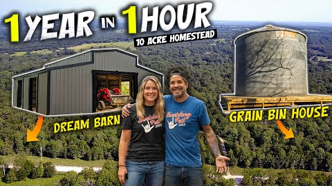 Couple Turns RAW LAND Into Sustainable Homestead / 1 Year in 1 Hour