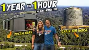 Couple Turns RAW LAND Into Sustainable Homestead / 1 Year in 1 Hour
