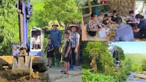 Divorced husband helps wife and 2 sons dig land to build house .DANG THI DU