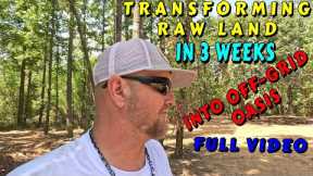 RAW LAND TO OFF-GRID RETREAT IN 30 MINUTES |tiny house homesteading off-grid cabin build DIY tractor