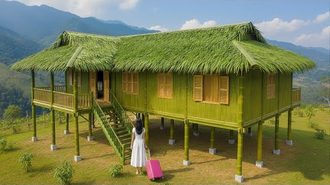 Building a Big Bamboo House in the Forest | A Young Girl's Journey to Build a New Life