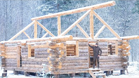 1 Year Alone Building a Log Cabin ​​In The Forest With My Dog / Start to Finish