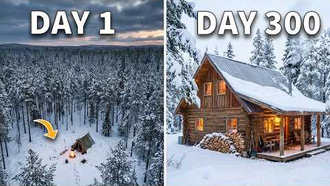 I Built a Log Cabin in the Forest in 300 Days - START to FINISH