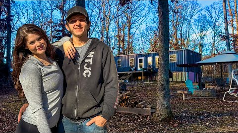 Couple Builds OFF GRID Container CABIN on RAW LAND With ZERO EXPERIENCE | Timelapse 