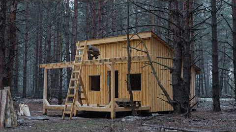 Built a cabin in a year without any skills, off grid house Start to Finish no talking asmr