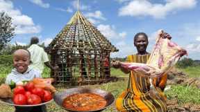 Day 2 Building Our Dream Land Storehouse | Cooking a Whole Goat Thigh for My  Workers 👷