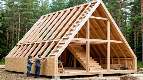 Couple Builds a Dream A-Frame Cabin in the Forest | Start to Finish @ProjectswithChristineJesse