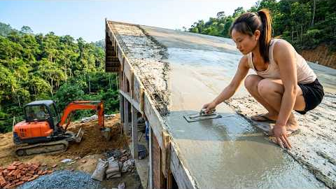 Building A New House In A Mysterious Forest, Pouring Concrete And Roofing – Start To Finish