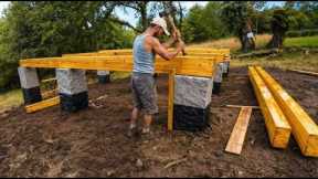 Man Build his Own Beautiful Wooden House with a Massive Granite Foundation for 300 Days