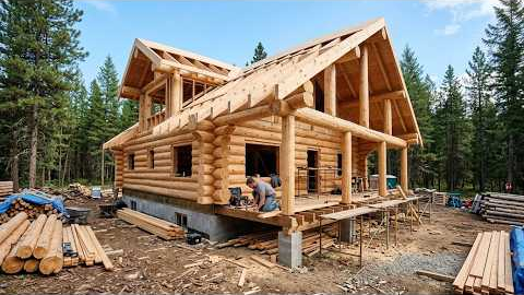 Single Dad Builds an Incredible Dream Cabin Alone in the Forest | Start to Finish @LifeontheMoose