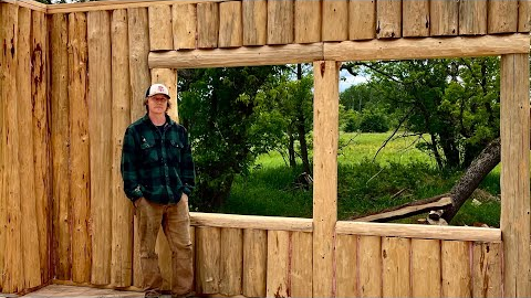 Building A Log Cabin To Raise My Family In | Two Big Windows In The Living Room