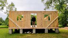 Building A Log Cabin To Raise My Family In | Front Wall Is Complete