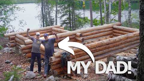 BUILDING AN ISLAND LOG CABIN WITH MY DAD!