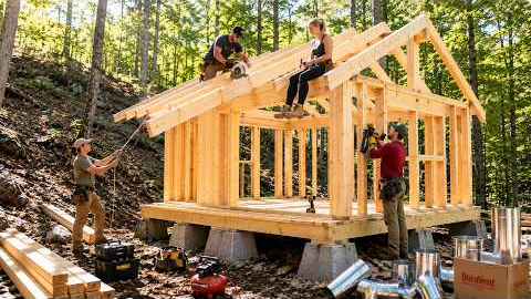 Family Builds DREAM Cabin in the Woods - Start To Finish by @dialtommy