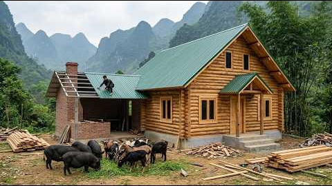 Amazing Log Cabin in the Forest! Building a Dream Wooden House From Start to Finish