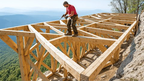 Man Builds Dream Mountain House on Impossible Terrain | Start to Finish by @MrWildNature
